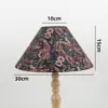 Pantalla de Lino Plisado Pastoral Floral Retro para Lámpara de Piso Colgante de Mesita de Noche de Dormitorio Hotel Accesorios