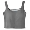 Top Corto con Almohadilla en el Pecho, de una Pieza, para Usar por Dentro o por Fuera, sin Mangas, que Muestra el Ombligo, Versátil, Cuello Cuadrado, Camisola Pequeña para Mujer
