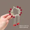 Novo Estilo Chinês Novo Clipe de Cabelo Bola de Flores Feminino Asas Borla Fivela de Rabo de Cavalo Parte de Trás da Cabeça Adorno de Cabelo