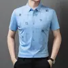 Camisa Masculina de Manga Curta Verão Fina Sem Marcas Sem Passar Camisa com Gola Moda Casual para Meia-idade Camisa de Meia Manga Roupa Masculina
