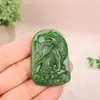 Colgante de Jaspe Imitación Hetian Jade Verde Espinaca Material de Mongolia Exterior Colgante de Joyería de Jade para Regalo de Apertura de Ventas Modelo de Transmisión en Vivo