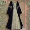 Comercio Exterior Deseo Vestido Medieval Ruso de Cuadrado Largo Mangas de Campana para Mujer Ropa Gótica Retro