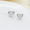 Brincos de metal de outono mais vendidos do AliExpress com amor, incrustados com zircônia, brincos de aço inoxidável, brincos pequenos simples no atacado
