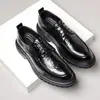 Zapatos de Piel Genuina para Hombre, Estilo Nuevo, Formal de Negocios, Estilo Británico, Brogue Casual, Negro, Zapatos de Boda para Novio para Transmisión en Vivo