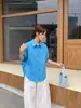 Camisa Corta de Manga Corta Simple Adelgazante Holgada Estilo Coreano para Mujer 2026 Verano Nueva Llegada Cuello Solapa Temperamento Moda Top