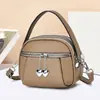 Bolso de Hombro Simple con Textura de Guijarros a la Moda Multicapa Retro Bolso de Mano de Cuero PU Bolso Redondo Pequeño Bolso Cruzado Versátil para el Día a Día