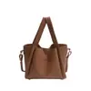 Bolso Cesta de Hombro Individual de Gran Capacidad Casual de Color Sólido con Patrón de Lichi Nuevo 2025 para Mujer