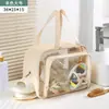 Separação Úmida e Seca Bolsa de Cosméticos de PVC Transparente Grande Capacidade Camadas Visíveis Necessaire de Banho Viagem Bolsa de Armazenamento de Mão