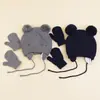 Conjunto de Gorro de Punto y Guantes para Niños de 1 a 3 Años Otoño Invierno Cálido con Plus de Terciopelo Protección para Orejas Gorro de Lana para Bebés Niñas