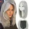 Postizo de Cabello Sintético Estilo Europeo y Americano de Comercio Exterior para Mujeres con Flequillo, Postizo para Cubrir Canas, Postizo de Cabello Sintético para la Parte Superior de la Cabeza, Postizo de Fibra Química