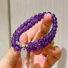 Pulseira de Prata 925 6mm Amethysta Natural Real Roxa do Uruguai com Múltiplos Círculos