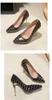 2025 Nuevo Comercio Exterior talla grande Tacones Altos Zapatos de Mujer Tacón de Aguja Charol Patrón Piedra Zapatos de Mujer Elegantes Boca Baja Puntiagudos Zapatos de Moda