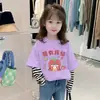 G2420# camiseta de algodão de manga comprida para meninas, estilo duas peças falsas, novo estilo estrangeiro, casaco de outono infantil, camiseta para bebê de primavera e outono