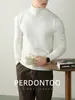 [Fio Espessado e Macio] Tricô Quente e Armazenador de Calor para Outono e Inverno para Homens, Anti-Pilling, Tricô de Base de Cor Pura de Alta Qualidade