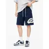 Shorts Masculino de Verão Azul Marinho Patchwork Boca de Tubarão Cleanfit Secagem Rápida para Praia Esportes ao Ar Livre Calça de Cinco Pontos