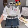 Camisa Polo Elegante de Manga Corta Labubu para Niñas Primavera y Otoño 2026 para Niñas Mayores, Sudadera Infantil a Cuadros con Cuello de Solapa