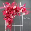 Chiyidai Boda orquídea fila de flores rojo rosa fila de flores de simulación de boda diseño de escena de fila de flores decoración de fondo de compromiso camino de flores guía