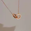 Collar entrelazado de doble anillo, Lujo ligero, Nicho, Gama alta, Cadena versátil para la clavícula, Regalo para novia, Collar exquisito y elegante