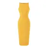 Impresionante vestido midi de una sola manga sin mangas, bodycon, con abertura lateral, temperamento, llegada nueva de verano, falda de longitud media ajustada fruncida que ciñe la cintura