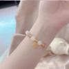 Pulseira de cristal rosa estilo coreano ins anel único Moda Feminina cristal de morango acessórios ouro areia pulseira joia