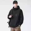 Nueva chaqueta de otoño e invierno para hombre de talla grande, abrigo con capucha de estilo simple para el trabajo, top cortavientos holgado extragrande