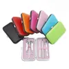 Regalo del Fabricante Logo Impreso Color Caramelo Juego de 7 Piezas de Cortauñas Caja de Cuero Belleza Herramientas de Manicura Tijeras para Uñas