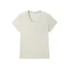 Camiseta de Manga Corta a Rayas con Bolsillo para Mujer, Hecha de Tencel Lyocell Acetato Lino, Camisa Básica de Cuello Redondo para Primavera/Verano, Sencilla y Cómoda