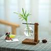 Simples garrafa de vidro criativa vaso de madeira vaso hidropônico pequeno vaso verde rabanete planta vaso transparente decoração de mesa
