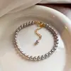Pulseira de Pérola de Vidro É Realmente Muitas Cinza Cânhamo Pulseira de Design de Nicho Elegante Celebridade da Internet Simples Joia de Mão de Pérola de Vidro