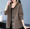 Chamarra Suéter Estilo Coreano para Mujer en Otoño e Invierno Nueva Suelta con Capucha Gruesa Tejido Exterior Superior Chaqueta