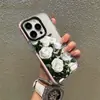 Capa artística e fresca para iPhone com rosa branca, feita sob medida de acordo com o seu design, para Apple 16/17 Pro Max capa macia