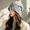 Gorro de punto estilo coreano para mujer, adecuado para otoño e invierno, versátil y lindo, hace que la cara se vea más pequeña, adecuado para cabezas grandes, gorro pullover de moda