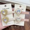 Presilha de Cabelo de Acetato em Formato de Coração com Strass Coreano Presilha Bico de Pato Doce Versátil Presilha Lateral Presilha de Franja Acessório de Cabelo para Mulheres Venda por Atacado