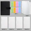 Cuaderno de cuero PU transfronterizo, color macarrón, carpeta A6 con bolsillo con cremallera, cuaderno de presupuestación y contabilidad de efectivo, al por mayor