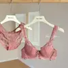 Conjunto de Lencería Pura Pasión Estilo Francés para Mujer, Busto Pequeño, Con Relleno, Sexy, Fino, Anticaída, Suave, Conjunto de Sujetador de Encaje con Aros