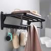 Sem Furos Preto Dobrável Porta Toalhas Banheiro Dupla Camada Simples Porta Toalhas de Parede Banheiro Porta Toalhas de Polo Único
