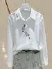 Camisa elegante de estilo francés con cuello polo bordado para mujer, top básico versátil de manga larga, nueva colección primavera y otoño, transfronterizo europeo y americano Amazon