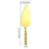 Juego de Cuchillo para Pastel y Espátula de Acero Inoxidable Transfronterizo para Uso en Hotel y Hogar, Espátula para Pizza y Tenedor de Postre Creativos con Mango de Cerámica Perlada