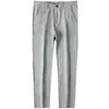 Pantalones de Algodón y Lino Vintage Espiga Teñidos en Hilo de Gama Alta Verano Delgados Transpirables Suaves Pantalones de Lino para Hombre Rectos Casuales