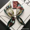 Nuevo pañuelo de seda largo pequeño vintage con hebilla de perla magnética para mujer, elegante y con estilo, bufanda de cuello con lazo, moderna y versátil