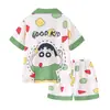 2026 Pijama Nuevo de Seda Hielo para Niños Verano Manga Corta Shorts Ropa de Casa Delgada para Niños Mayores Exportación