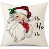 Juego de Fundas de Almohada Transfronterizas para Navidad Europea y Americana, Funda para Cojín de Sofá de Sala de Estar, Funda para Almohada de Cintura con Reno Papá Noel Árbol, Suministro de Fábrica