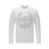 Nova camiseta de manga comprida de outono e inverno camisa masculina de fundo quente moda plus size roupas masculinas coroa de strass de outono