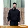 Chaqueta de estilo americano con cuello alto tipo coach para hombre, resistente y guapa, silueta bomber corta de ropa de trabajo, chaqueta impermeable