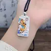 Collar Colgante de Pareja Wushi Pai Dragón y Fénix de Color Esmalte Traen Prosperidad Nubes Auspiciosas Talladas Carácter Fu Envío de Regalo para el Festival Qixi