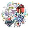 Compra Directa Transfronteriza de Temu de 50 Pegatinas Educativas Creativas, Pegatinas Personalizadas de Ciencia de Dibujos Animados de Equipos de Laboratorio de Química