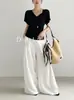 ¡Eleva los hombros y hace que la cabeza se vea más pequeña! Top de Cuello en V con Cintura Plisada y Ceñida, Camiseta Suelta de Verano con Mangas Cortas y Caída para Mujer