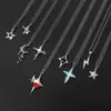 Collar de Moda Estilo Oscuro Colgante Estrella Explosiva Cruz Tendencia Cadena de Plata Aleación Cadena para Clavícula Tachonado con Diamantes