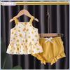 Portabebés de Dos Piezas Verano Delgado Bebé Mujer Celebridad de Internet Gasa Moda Estilo Occidental Tirantes Anchos Pantalón Corto Sin Mangas Conjunto