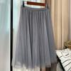 Falda plisada de nuevo estilo, falda de línea A adelgazante, falda versátil elegante de malla de cintura alta de ajuste ceñido para mujer de primavera y verano